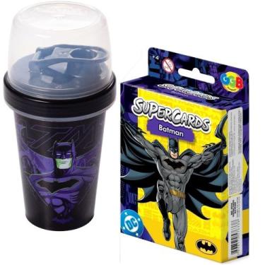 Imagem de Kit Batman Garrafa Porta Lanche 320ml Cardgame 54 Cartas - Plasutil, G