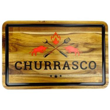 Imagem de Tabua De Carne de Madeira Teca Resinada Churrasco Premium - Carmisini