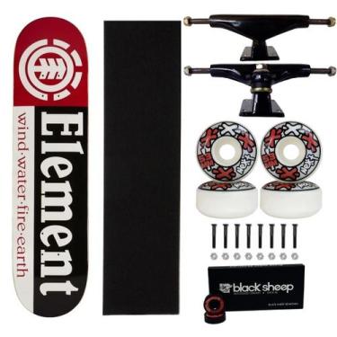 Imagem de Skate Element Montado 8.0 Roda Next 53mm Truck 139mm, Vermelho, Único,