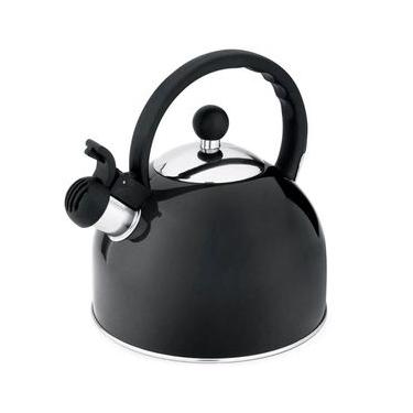 Imagem de Chaleira de Inox com Apito 1,75L Cabo Fixo Preta Hercules para Cozinha Esquentar Ferver