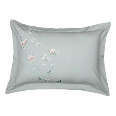 Imagem de Par De Fronha Satinee Brise Kacyumara 50x70 300 Fios Verde Floral