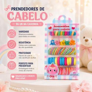Imagem de Kit Mini Xuxinhas Coloridas Infantil 96 Un Elástico Cabelo - Rainha ch