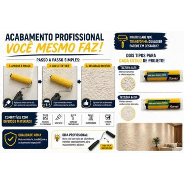 Imagem de Rolo para Textura Alta e Baixa 23cm Roma Profissional Grafiato Efeito 