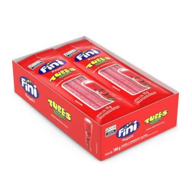 Imagem de Mini Bala de Gelatina Tubes Morango Azedinho 15g 12 Unidades Fini Rega