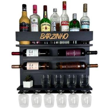 Imagem de Barzinho de Parede com Adega Vinhos - Bar de Parede Suspenso - Decoraç