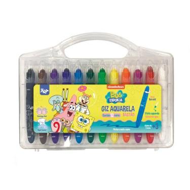 Imagem de Giz de Cera Retrátil Bob Esponja Aquarela Neon Bastão 12 Cor - DAC