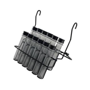 Imagem de Porta temperos com 12 tubos pet preto com trava de apoio 2467 Jomer, 2