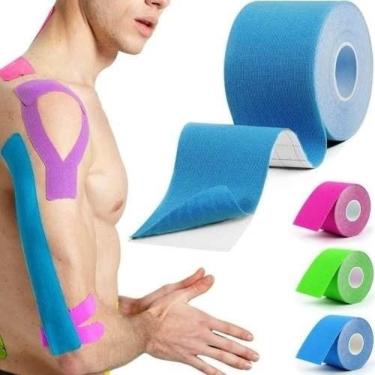 Imagem de Fita Kinesio Tape Bandagem Elastica Fisioterapia Adesiva Muscular Alivio Dor Lesao Atleta Cinesiologia Impermeavel