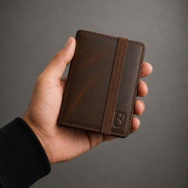 Imagem de Carteira Masculina de Couro com Elástico Tecnologia RFID CNH - Kraus B