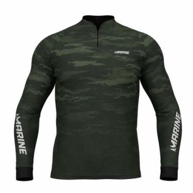 Imagem de Camisa Pesca Marine Sports Cammo Verde Proteção UV FPS 50+ Dryout Tama