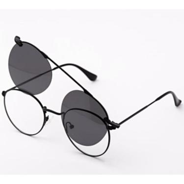Imagem de Armação Óculos Grau Clipon Sol Feminino Redondo 2 Em 1 Mel-Feminino