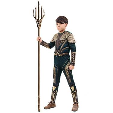 Imagem de Fantasia Aquaman Luxo Infantil 922109-p Sulamericana Fantasias Verde/dourado P 3/4 Anos