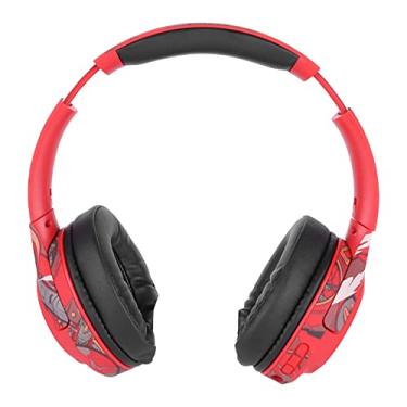 Imagem de Fone de ouvido sem fio com microfone, fones de ouvido ergonômicos luminosos montados em fones de ouvido estéreo de alta fidelidade para casa(vermelho)