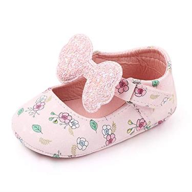 Imagem de OAISNIT Sapatos para bebês meninas Mary Jane Sapatilhas Antiderrapantes Princesa Vestido de casamento infantil menina macio leve berço sapatos, A-print Pink, 12-18 Months Toddler