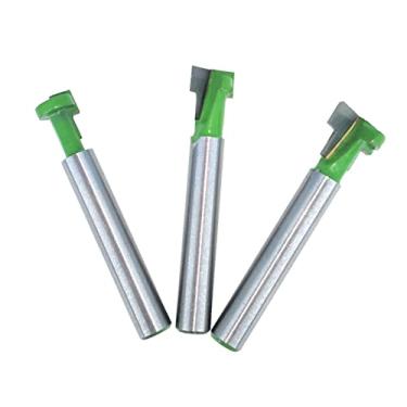 Imagem de Zwbfu Conjunto de bits de roteador de buraco de fechadura de 6,35 mm (1/4 pol.) Haste de 5/16 3/8 e 1/2 pol. De diâmetro da lâmina para madeira sextavada parafuso T-track Conjunto de es de fresagem