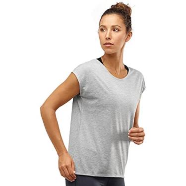 Imagem de Salomon Camiseta feminina de manga curta padrão cometa W, pedra lunar/mescla, G