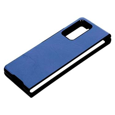 Imagem de Capa de couro, elegante à prova de poeira, proteção de corpo inteiro, capa protetora para telefone anti-riscos para Galaxy Z Fold 2(azul)