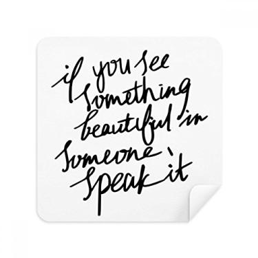 Imagem de Tecido de camurça com citação Something Beautiful in Someone