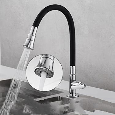 Imagem de Torneira de cozinha de latão flexível montada na parede única fria 360 graus torneira de água giratória universal torneiras montadas na plataforma de manípulo único, A2, CN