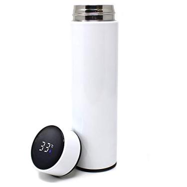 Imagem de Garrafa de água térmica de aço inoxidável com visor sensível ao toque de temperatura LED e selada a vácuo permanece quente ou fria por 12 horas (branca)