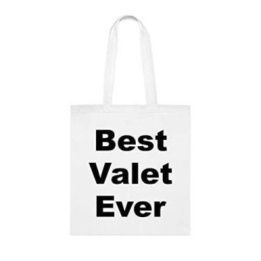 Imagem de Bolsa tiracolo Valet Best Valet Ever Tote bag, presente de valet, presente para valet, bolsa de ombro Valet, bolsa reutilizável para valet, ideia de de Natal, Branco