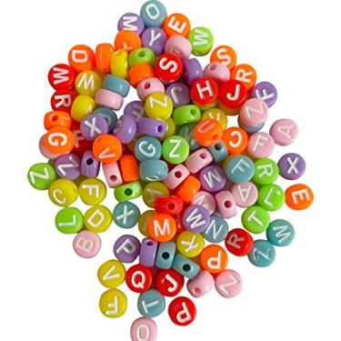 Imagem de 300 Miçangas Leitosa Colorida Conta Letras Brancas Redondas Alfabeto Completo Para Colar Infantil Pulseira Artesanato Bijuterias Para Crianças