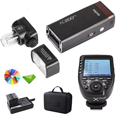 Imagem de GODOX AD200 Pro AD200Pro 200Ws com gatilho de flash Xpro-C para Canon 2.4G 1/8000 HSS, 500 flashes de potência total, reciclagem de 0,01-1,8s, bateria de 2900mAh, lâmpada desencapada/monolight