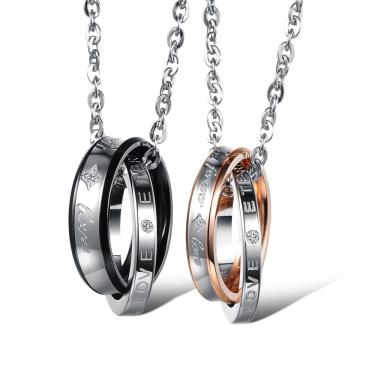 Imagem de Colar Casal Namoro Compromisso Anel Banho Ouro Rosê E Ródio 