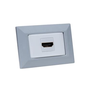 Imagem de Espelho de Tomada Simples Chanfrado com 1 HDMI Cinza