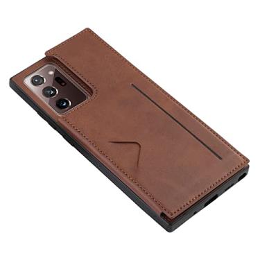 Imagem de zhouye Capa carteira para Samsung Galaxy S22/S22 Plus/S22 Ultra, capa fina de couro PU com porta-cartões suporte fecho magnético duplo durável à prova de choque capa fólio, marrom, S22 Ultra 6,8 polegadas