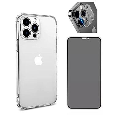 Imagem de Kit Capa Anti Impacto + Pelicula Privacidade + Pelicula Câmera Compatível iPhone 12 13 14 Pro Max (iPhone 12 Pro Max)
