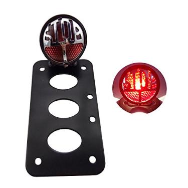 Imagem de TASWK Suporte de placa de licença vertical de montagem lateral lanterna traseira de freio para Honda, Yamaha, Suzuki, Kawasaki, bicicleta personalizada, Cruiser, Choppers (parada)