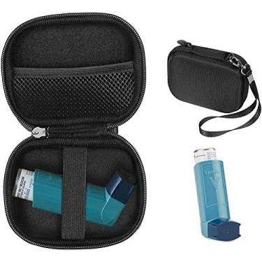 Imagem de CaseSack Capa com suporte de palmilha de asma, capa compacta e resistente para inalador prático para adultos e crianças, com quartos para pílulas e outros itens essenciais, ideal para proteção e transporte