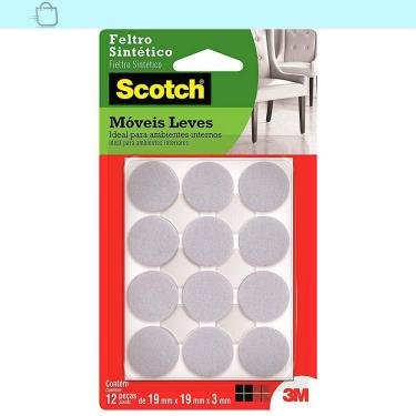 Imagem de Feltro Sintético para Móveis Leves 3M Scotch Redondo Branco Pequeno 12 unidades