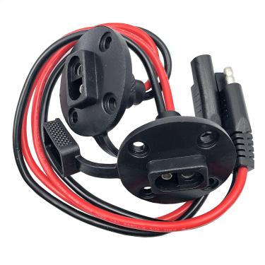 Imagem de FainWan 2pcs SAE Power Socket Sidewall Port, Weatherproof SAE Quick Connect Solar Panel Mount Universal Flush-Mountable Connector, 12AWG SAE Cable with 8 Screws for Solar Generator Battery Charger