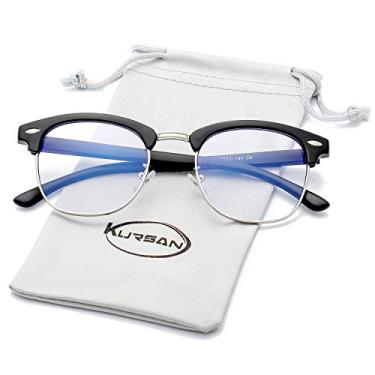 Imagem de Óculos com bloqueio de luz azul para mulheres e homens, armação sem aro, óculos nerd falsos, Preto fosco e prata, Medium