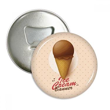 Imagem de Cones de sorvete de chocolate marrom abridor de garrafas ímã de geladeira emblema multifuncional