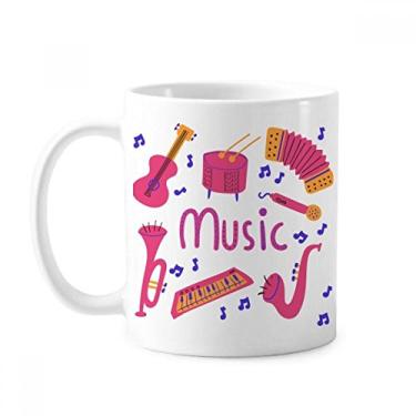 Imagem de Trombone Guitarra Instrumento Música Caneca Padrão Cerâmica Café Porcelana Utensílios de Mesa
