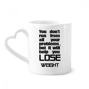 Imagem de Lose Weight Slogan inglês letra preta caneca café cerâmica copo de coração de vidro