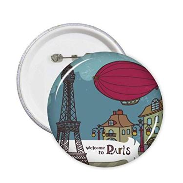 Imagem de Alfinetes de paisagem com emblema de botão de distintivo, França, Torre Eiffel, França, 5 peças