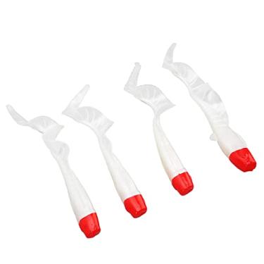 Imagem de Isca, Isca de Simulação Realista de Bom Equilíbrio Wobbler Flexível Derruba 4 Peças (Cabeça Vermelha Corpo Branco)