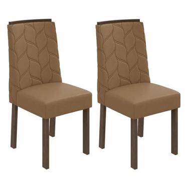 Imagem de Conjunto 2 Cadeiras Astrid Imbuia/Corino Caramelo - Móveis Lopas