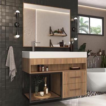 Imagem de Gabinete Para Banheiro Com Cuba E Espelheira New Plus Noce - Moville