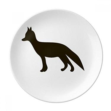 Imagem de Prato de retrato de animal fofo de raposa preta decorativo de porcelana Salver louças de jantar