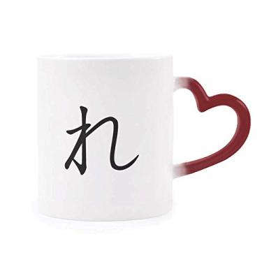 Imagem de Caneca Japonesa Hiragana com Personagem RE, Sensível ao Calor, Caneca de Grés Mudança de Cor Vermelha