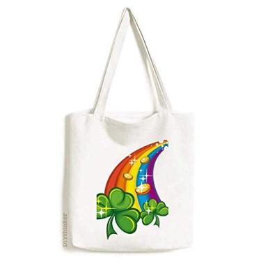 Imagem de Clover Rainbow Ireland St.Patrick's Day sacola de lona bolsa de compras casual bolsa de mão
