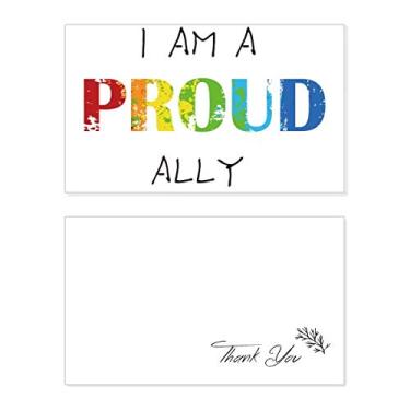 Imagem de LGBT Bandeira de Arco-íris Proud Ally Cartão de agradecimento Papel de Aniversário Felicitação Casamento Agradecimento