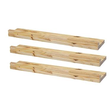 Imagem de KIT 3 Prateleiras Quadros Fotos 60x10 Madeira Painel Pinus + Suporte