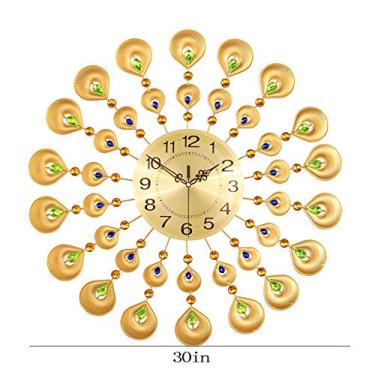 Imagem de Relógio de parede moderno de metal cristal com movimento silencioso Relógio decorativo extravagante para sala de estar, quarto, escritório, 30 pol.