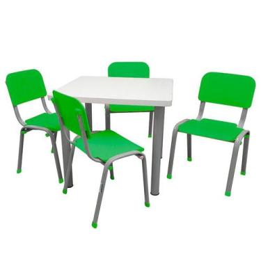 Imagem de Conjunto De Mesa E 4 Cadeiras Infantis Reforçadas Lg Flex Verde